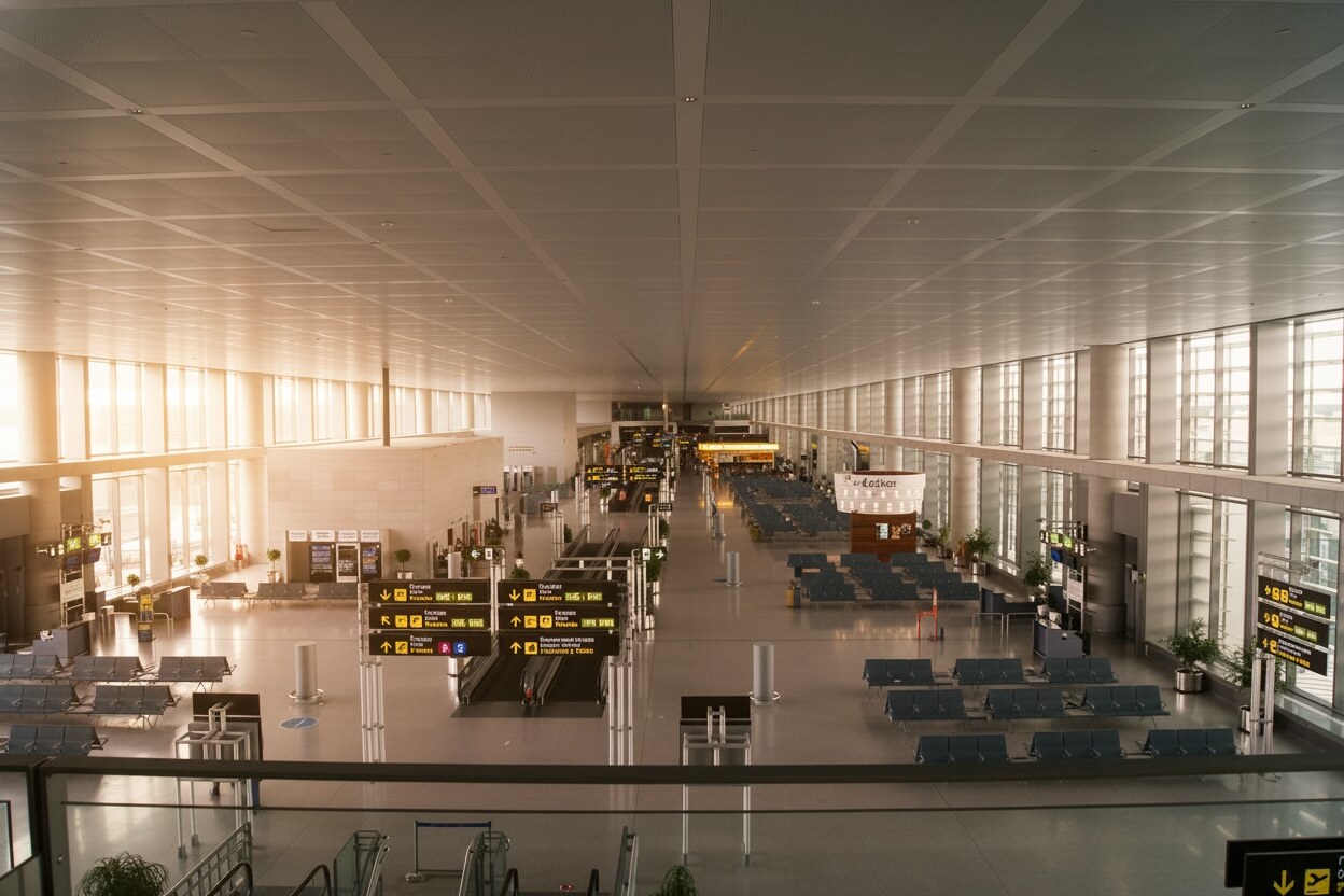 Bus L10 davanti al terminal dell'Aeroporto di Malaga