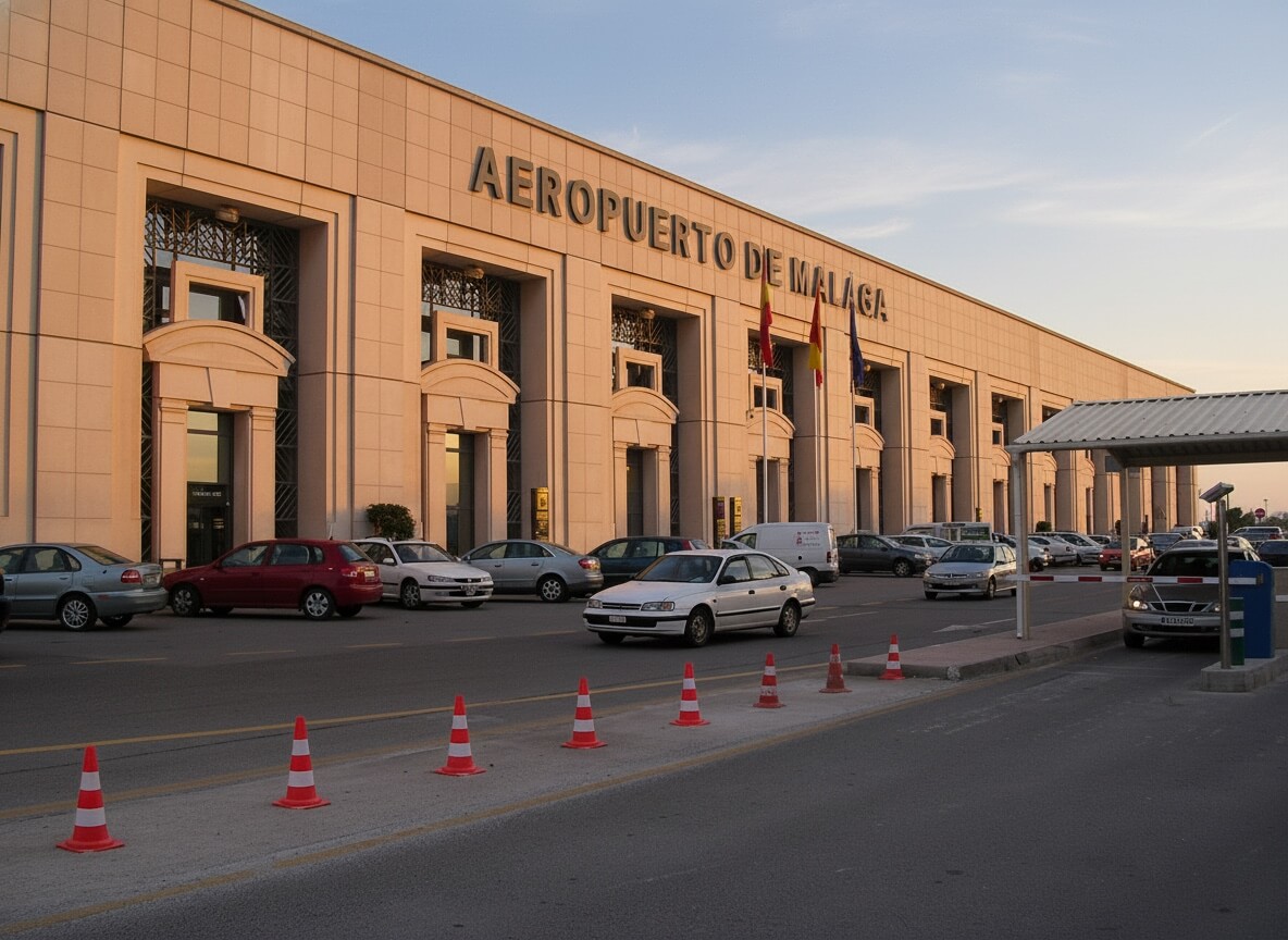 Lettere IBIZA all'Aeroporto di Malaga di notte